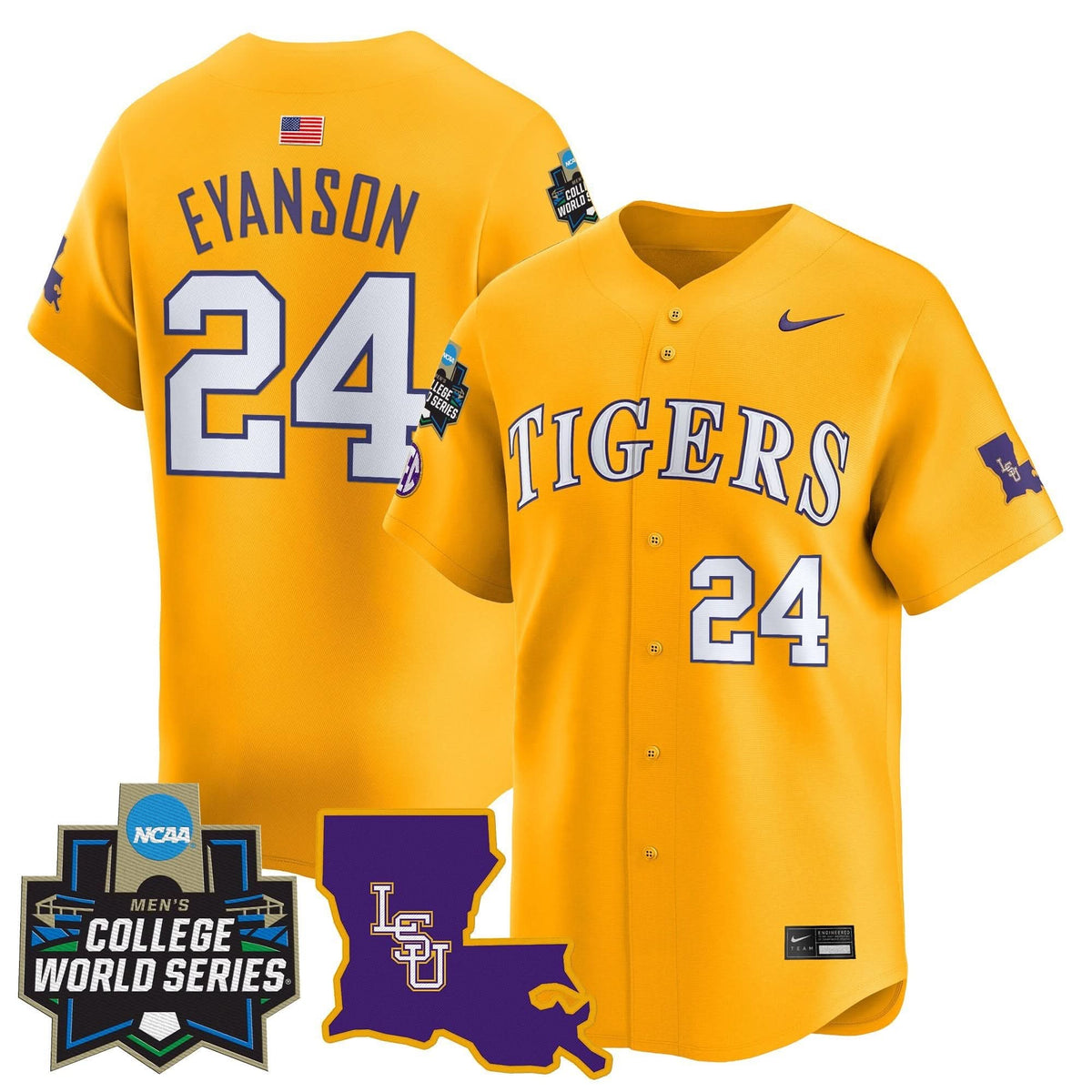 LSU 2025 World Series Vapor Premier Limited Jersey - Stitched