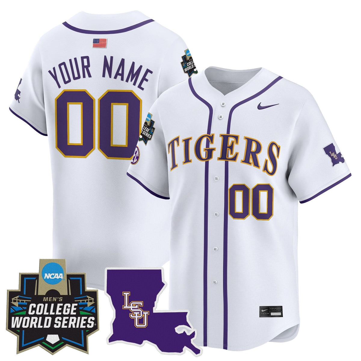 LSU 2025 World Series Vapor Premier Limited Custom Jersey - Stitched