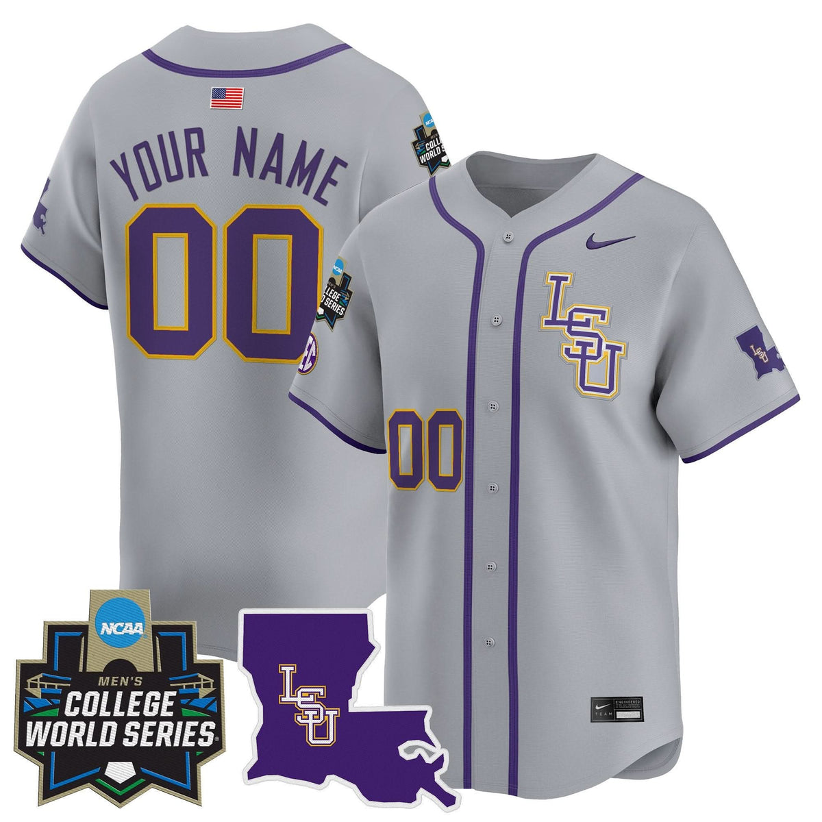 LSU 2025 World Series Vapor Premier Limited Custom Jersey - Stitched