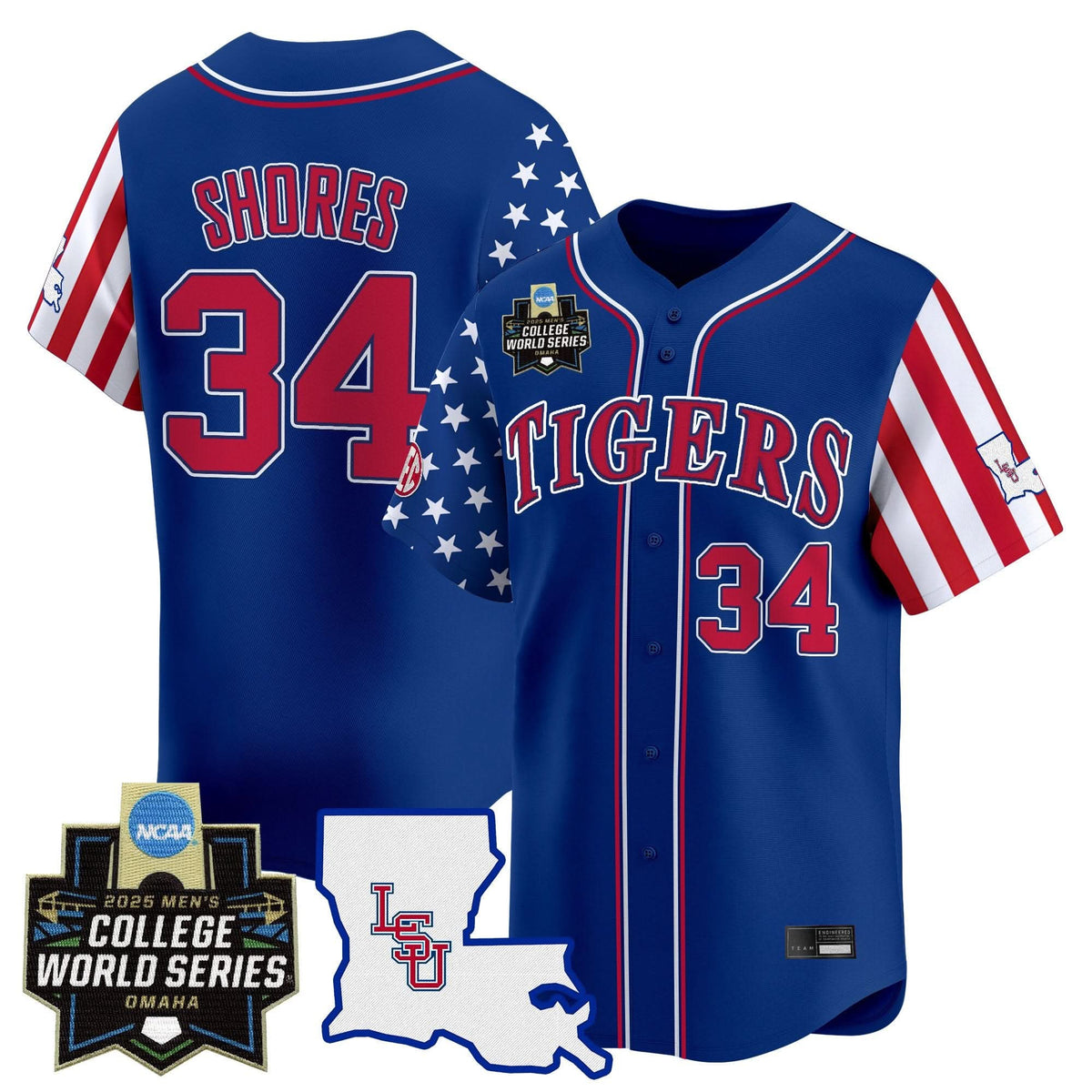 LSU 2025 Independence Day Vapor Premier Limited Jersey - World Series Patch - Stitched