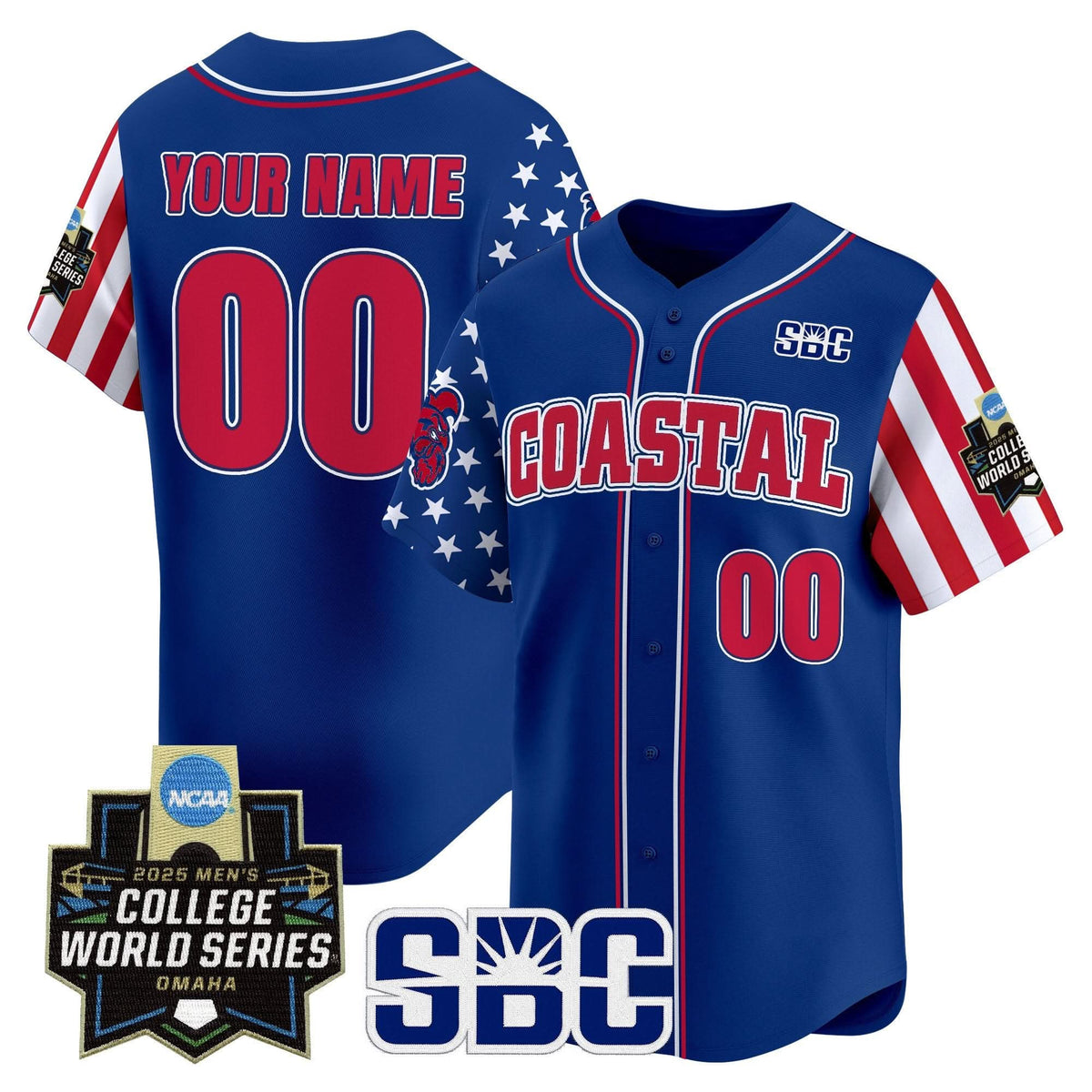 Coastal Carolina Chanticleers 2025 Independence Day Vapor Premier Limited Custom Jersey - World Series Patch - Stitched
