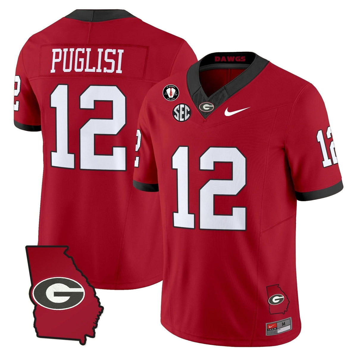 GB 2025 Georgia Map & Vince Dooley Patch Vapor Limited Jersey