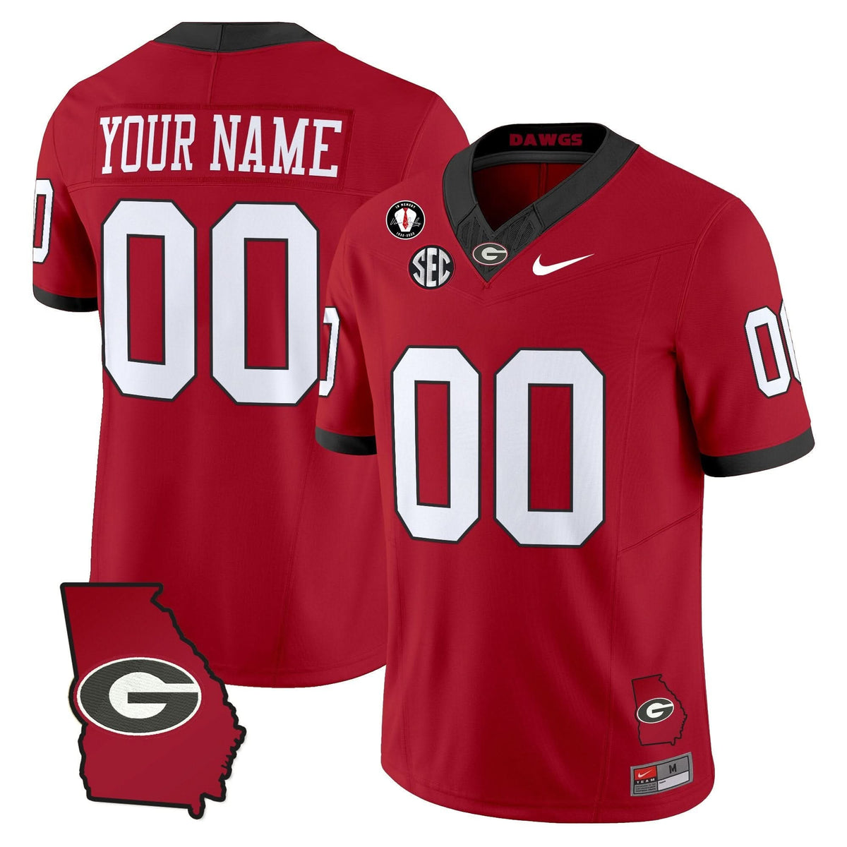 GB 2025 Georgia Map & Vince Dooley Patch Vapor Limited Custom Jersey