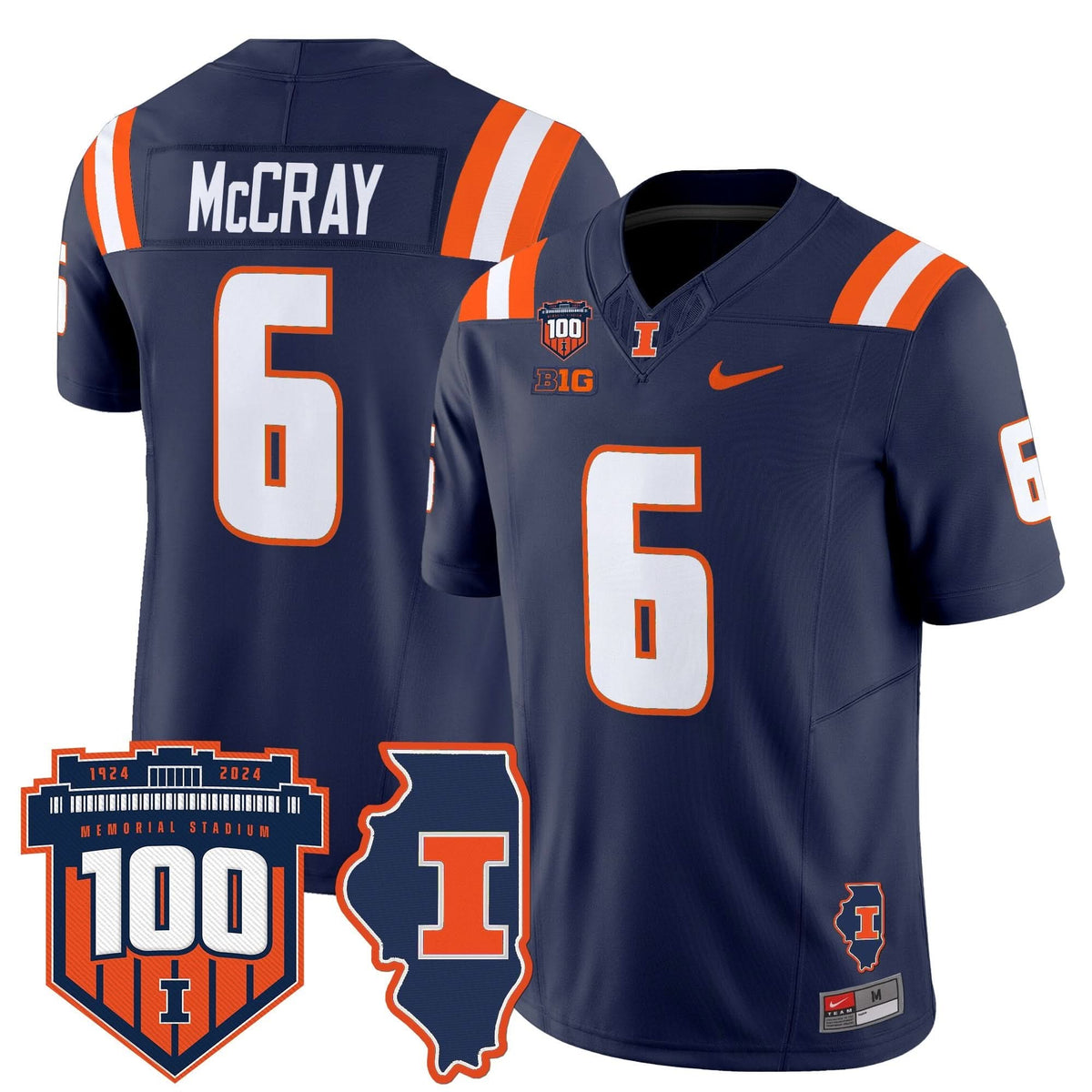 ILL 100th Memorial Stadium Patch Vapor Limited Jersey