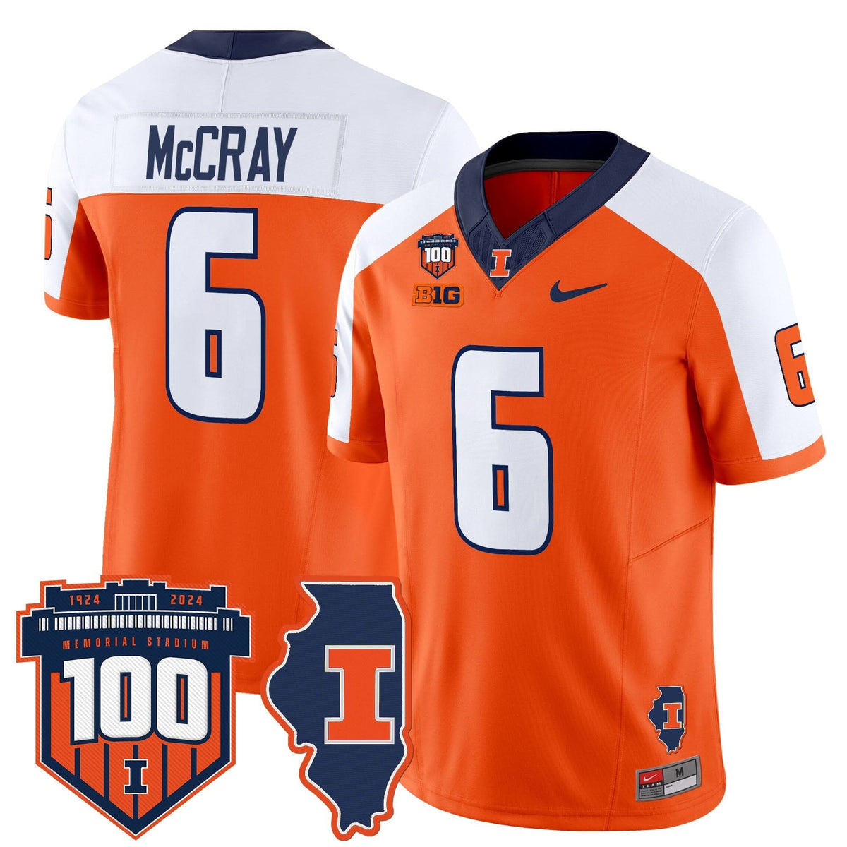 ILL 100th Memorial Stadium Patch Vapor Limited Jersey