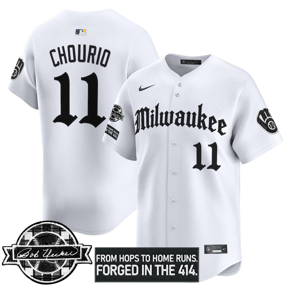 MB Bob Uecker Patch Vapor Premier Limited Jersey - Gothic Edition - Stitched