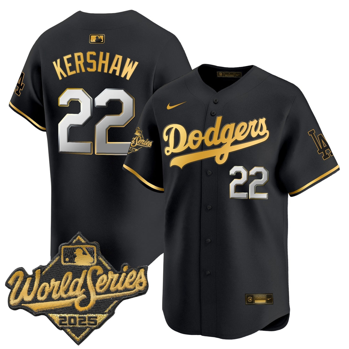 LAD 2025 World Series Gold Trim Vapor Premier Limited Jersey - Stitched