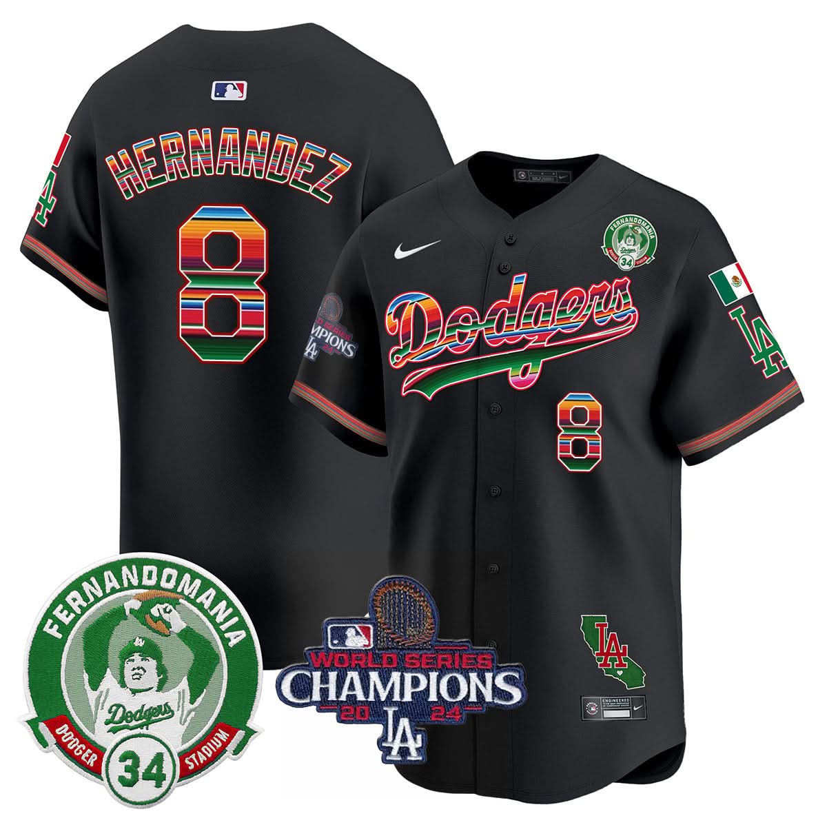 LAD Mexico 2024 World Series Champions Patch Jersey - Stitched
