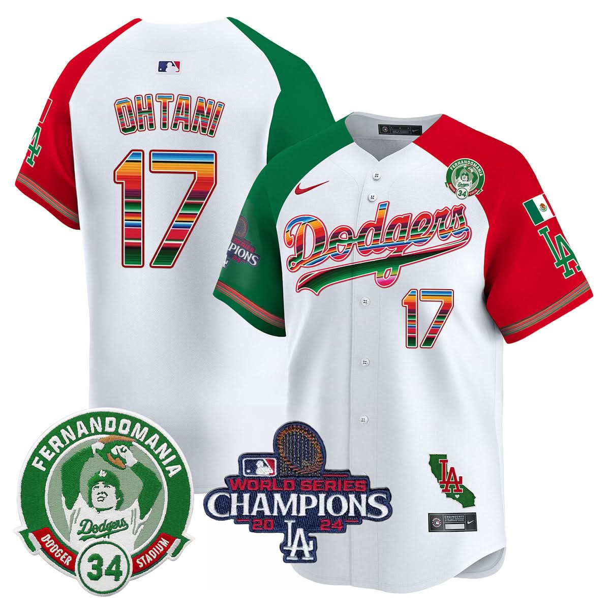 LAD Mexico 2024 World Series Champions Patch Jersey - Stitched