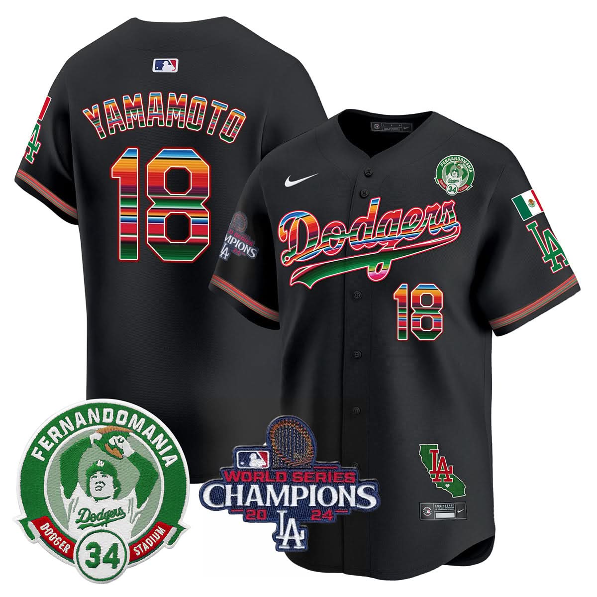 LAD Mexico 2024 World Series Champions Patch Jersey - Stitched