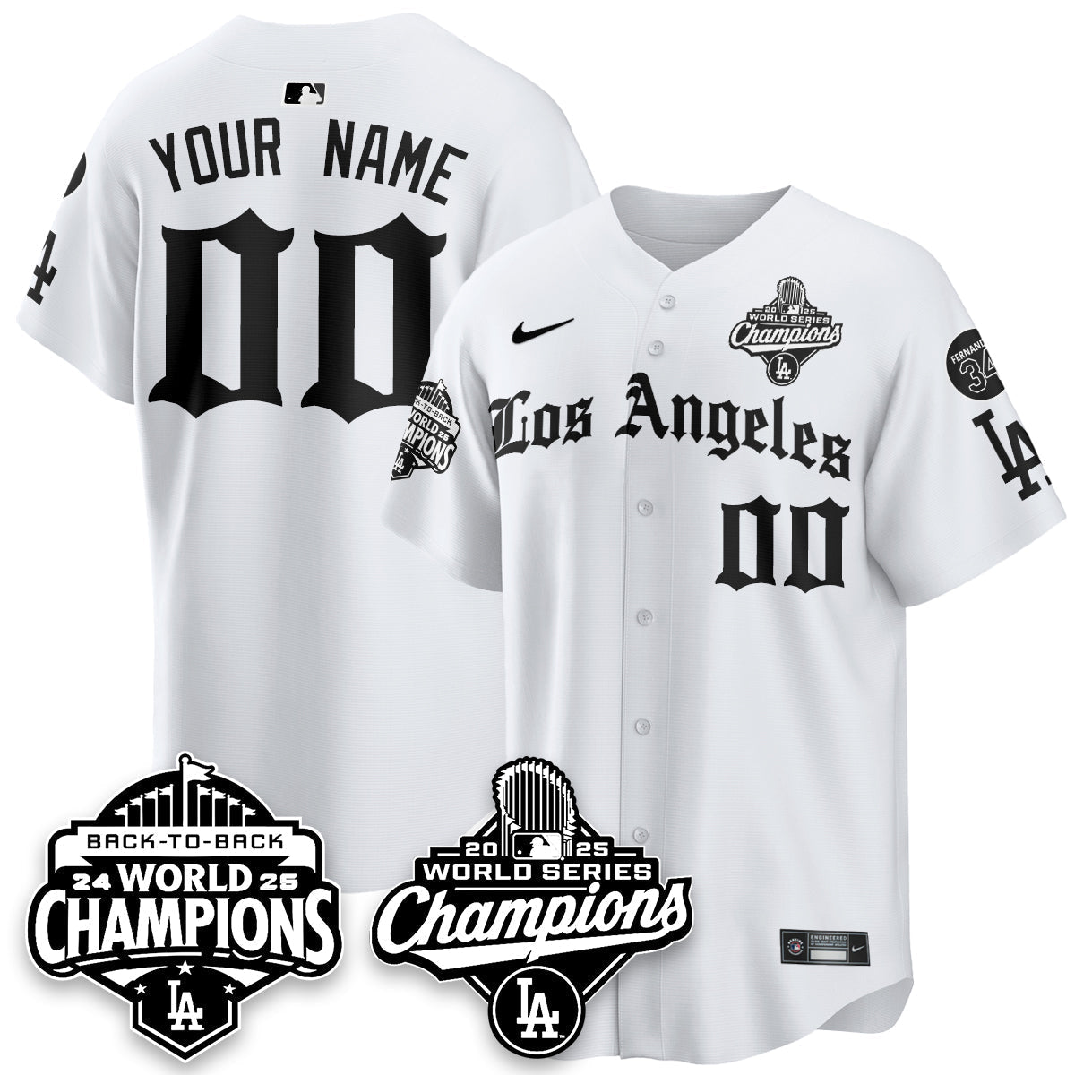 Custom LAD 2025 World Series Champions Vapor Premier Limited Jersey - LA Gothic Edition - Stitched