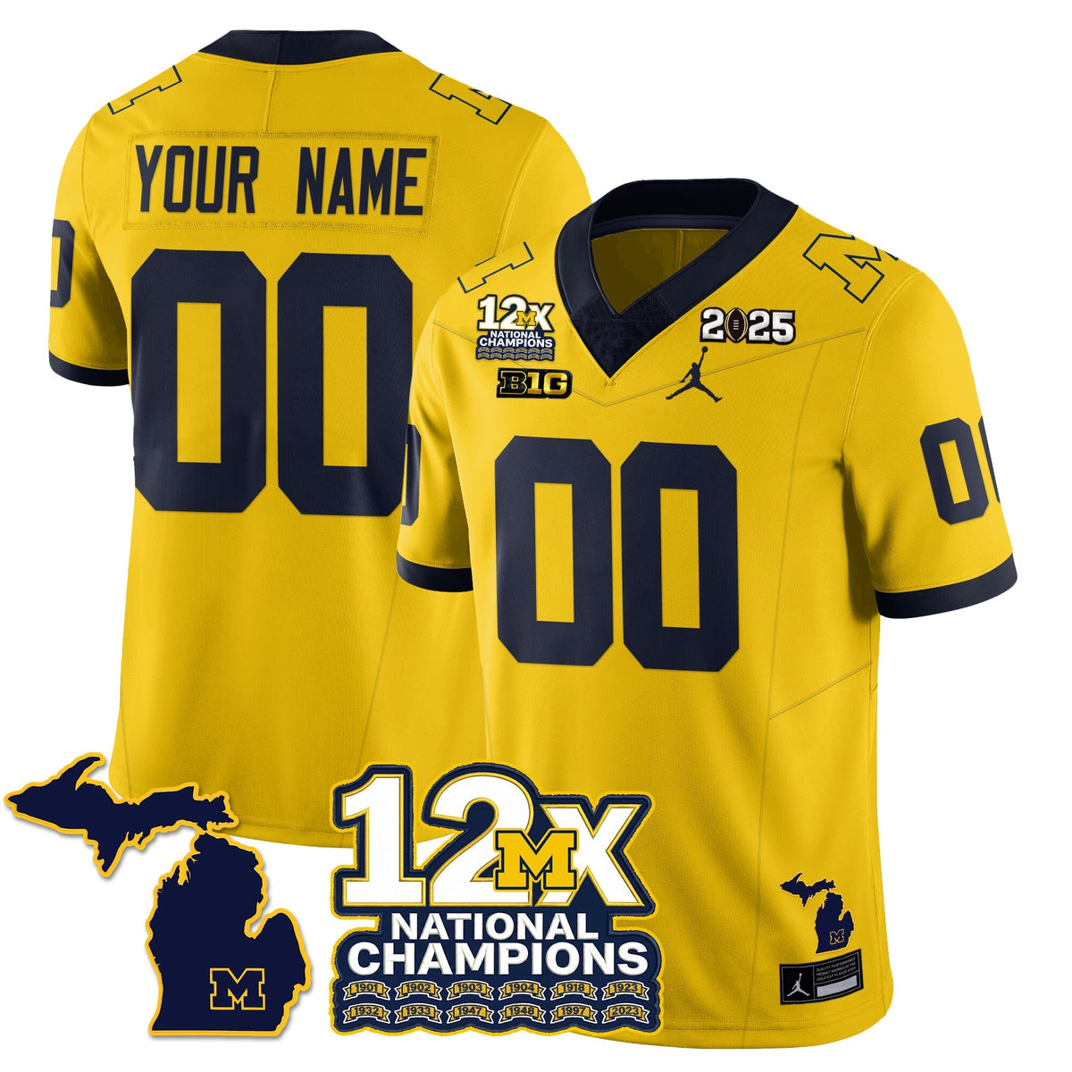 Custom MICH 12x-Time National Champions Vapor Limited Football Jersey