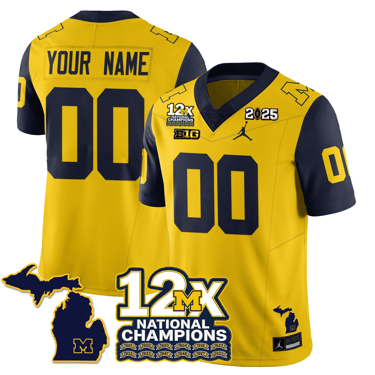 Custom MICH 12x-Time National Champions Vapor Limited Football Jersey