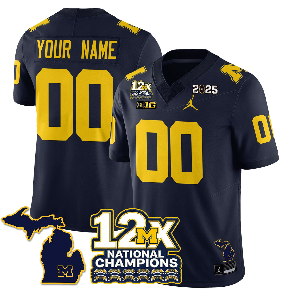 Custom MICH 12x-Time National Champions Vapor Limited Football Jersey