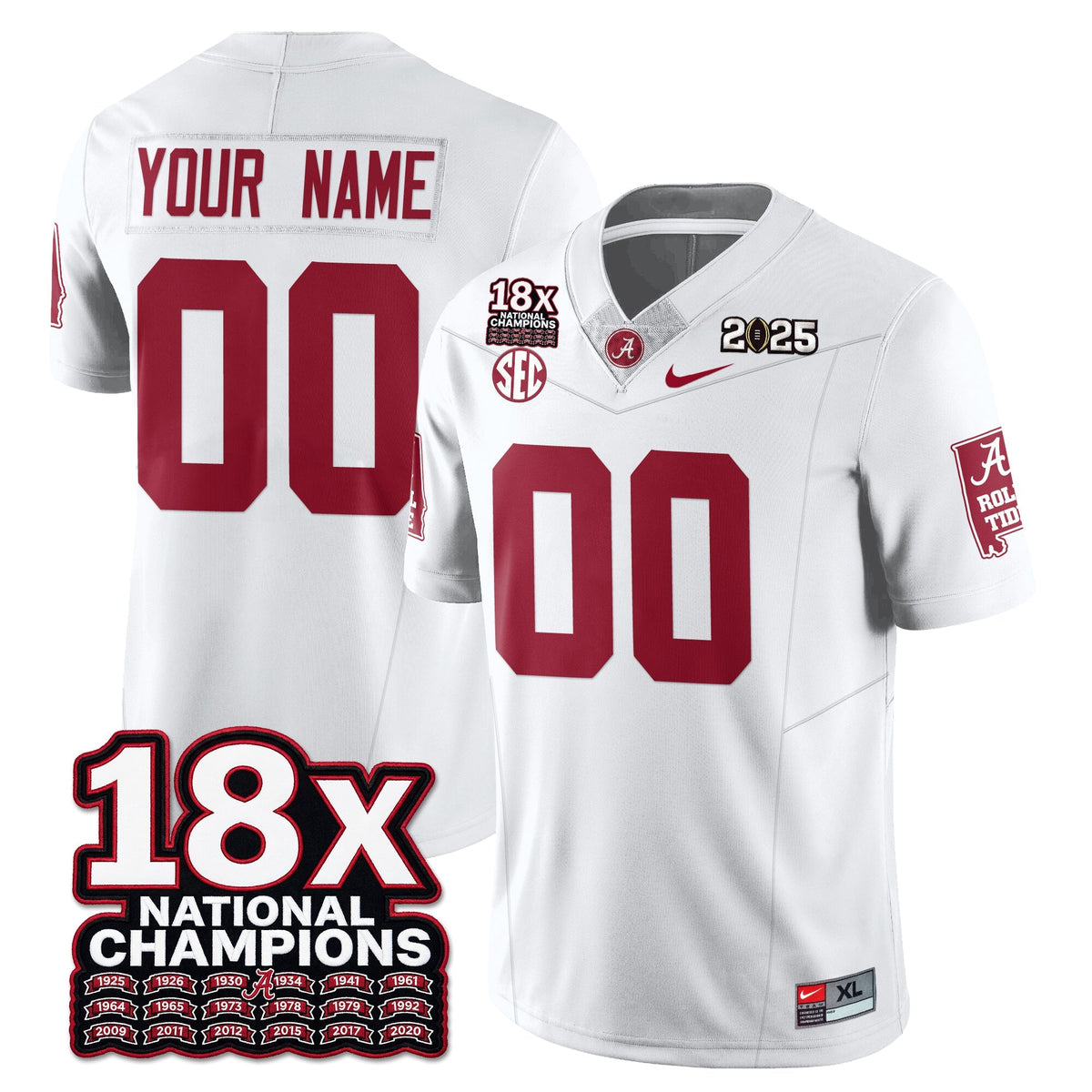 Custom BAMA 18x-Time National Champions Vapor Limited Football Jersey