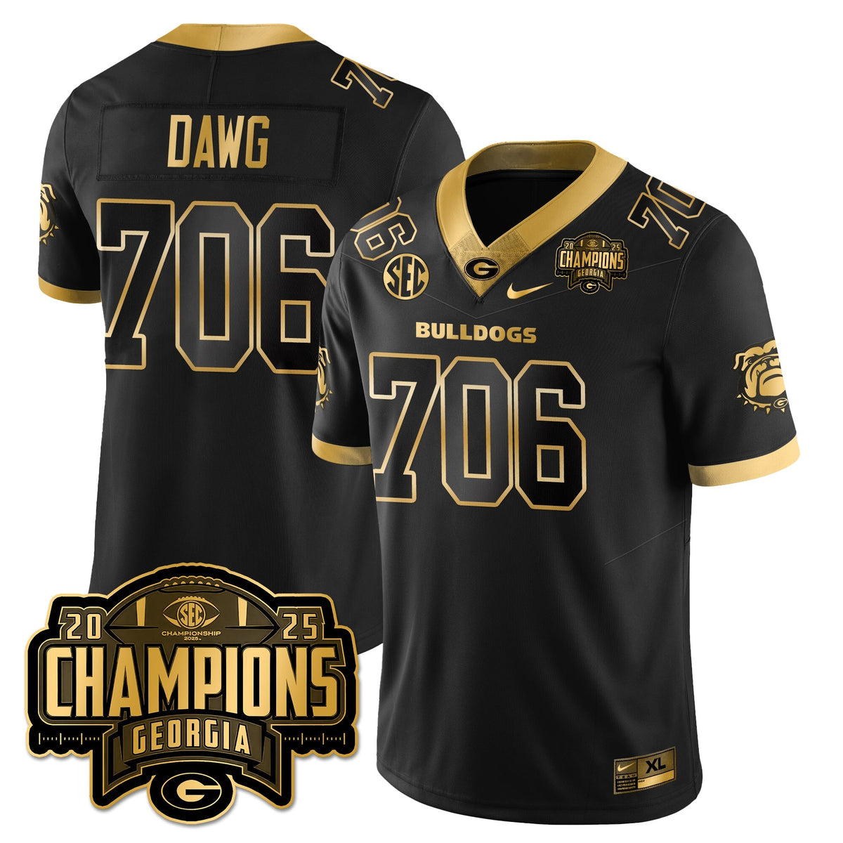 UGA Vapor Limited Gold Jersey - SEC Football Champions