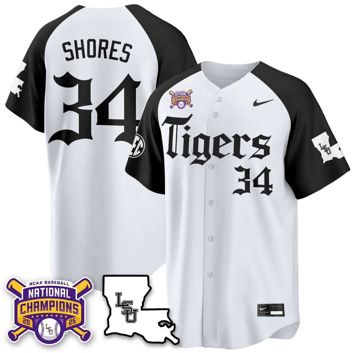 LSU 2025 World Series Champions 'Gothic Geaux Edition' Jersey - Stitched