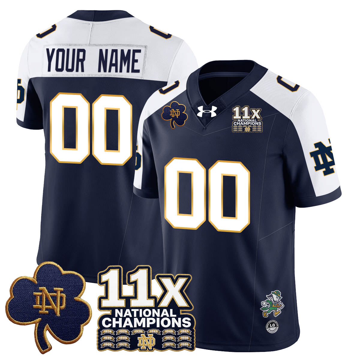 Custom ND 11x-Time National Champions Vapor Limited Jersey