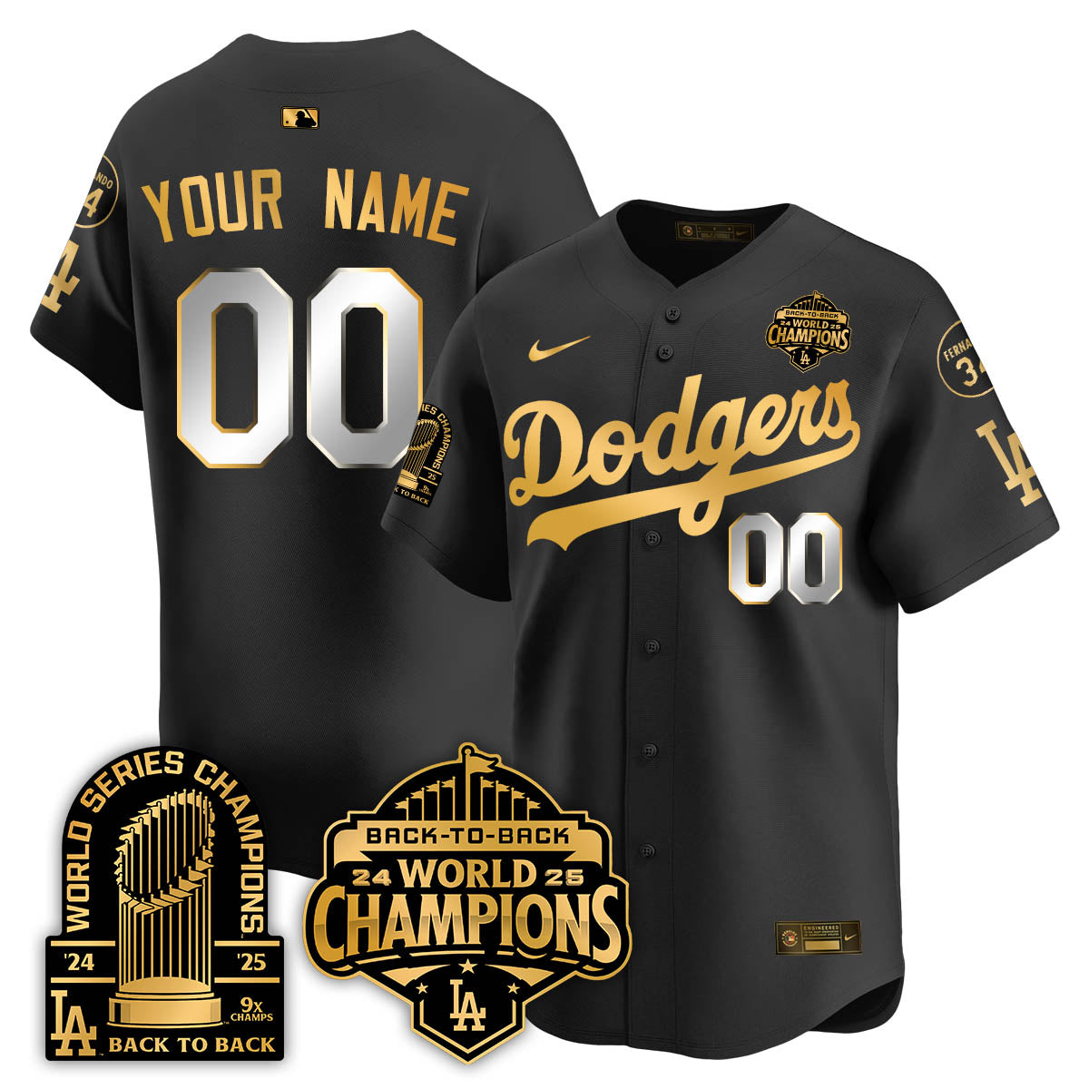 Custom LAD 2025 World Series Champions Jersey - 9x Champs - Stitched