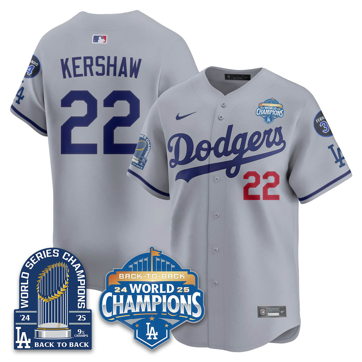 LAD 2025 World Series Champions Jersey - 9x Champs - Stitched