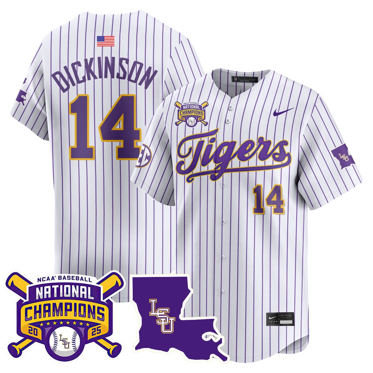 LSU 2025 College World Series Champions Limited Jersey - Stitched