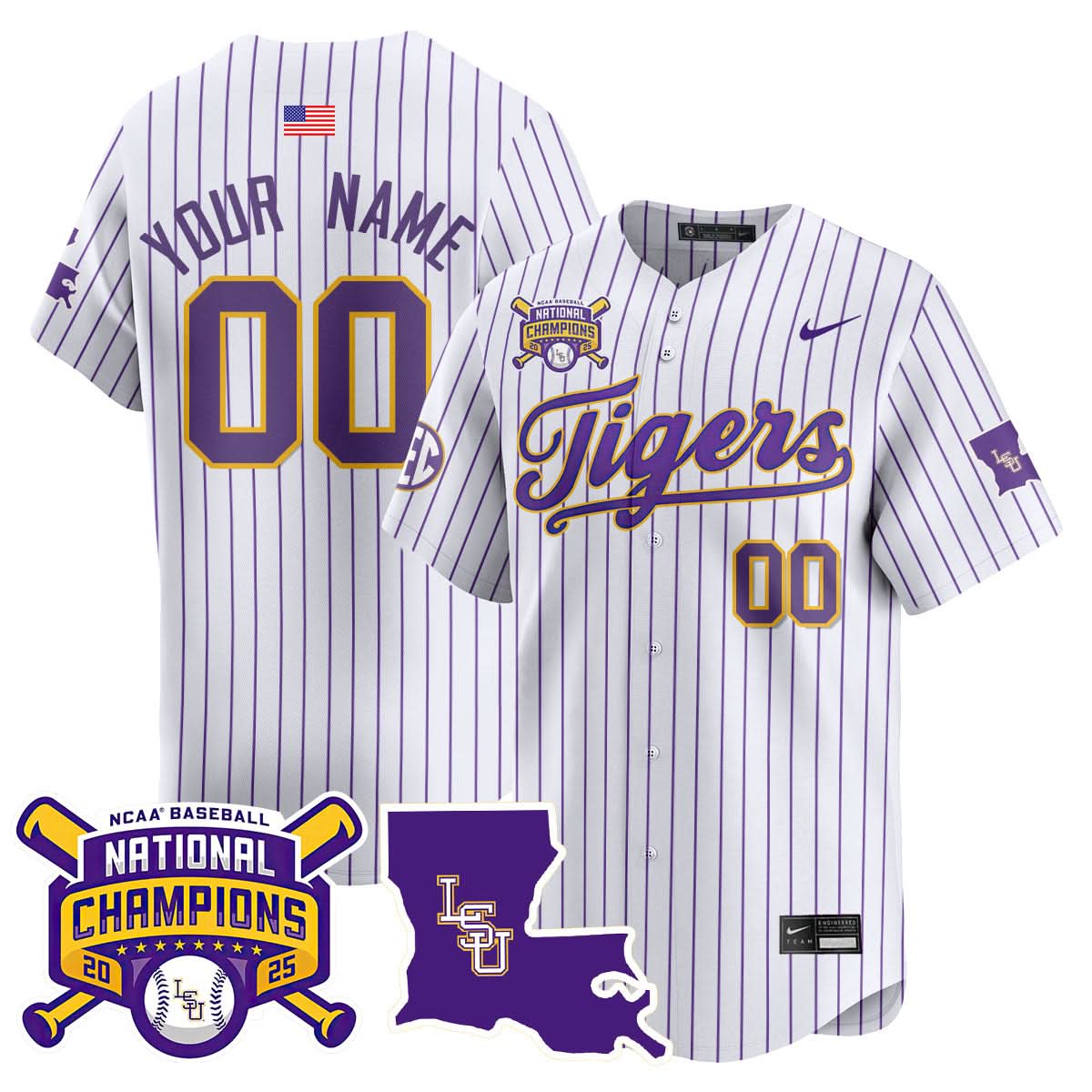 LSU 2025 World Series Champions Limited Custom Jersey - Stitched