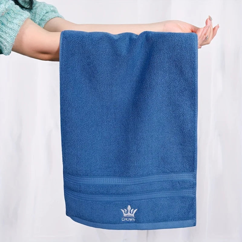Pure Cotton Crown-Embroidered Face Towel, Soft Absorbent & Skin-Friendly for Home, Hotel, Bathroom & Spa Use
