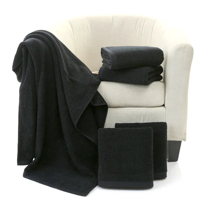 5 piece 100% Cotton Black Face Towel No Fading Bath Towels Large Men's Beach Towel for Hotel Corporate Gift DropShip Available
