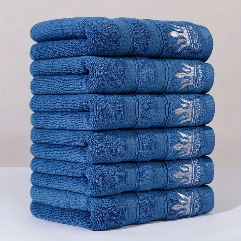 Pure Cotton Crown-Embroidered Face Towel, Soft Absorbent & Skin-Friendly for Home, Hotel, Bathroom & Spa Use