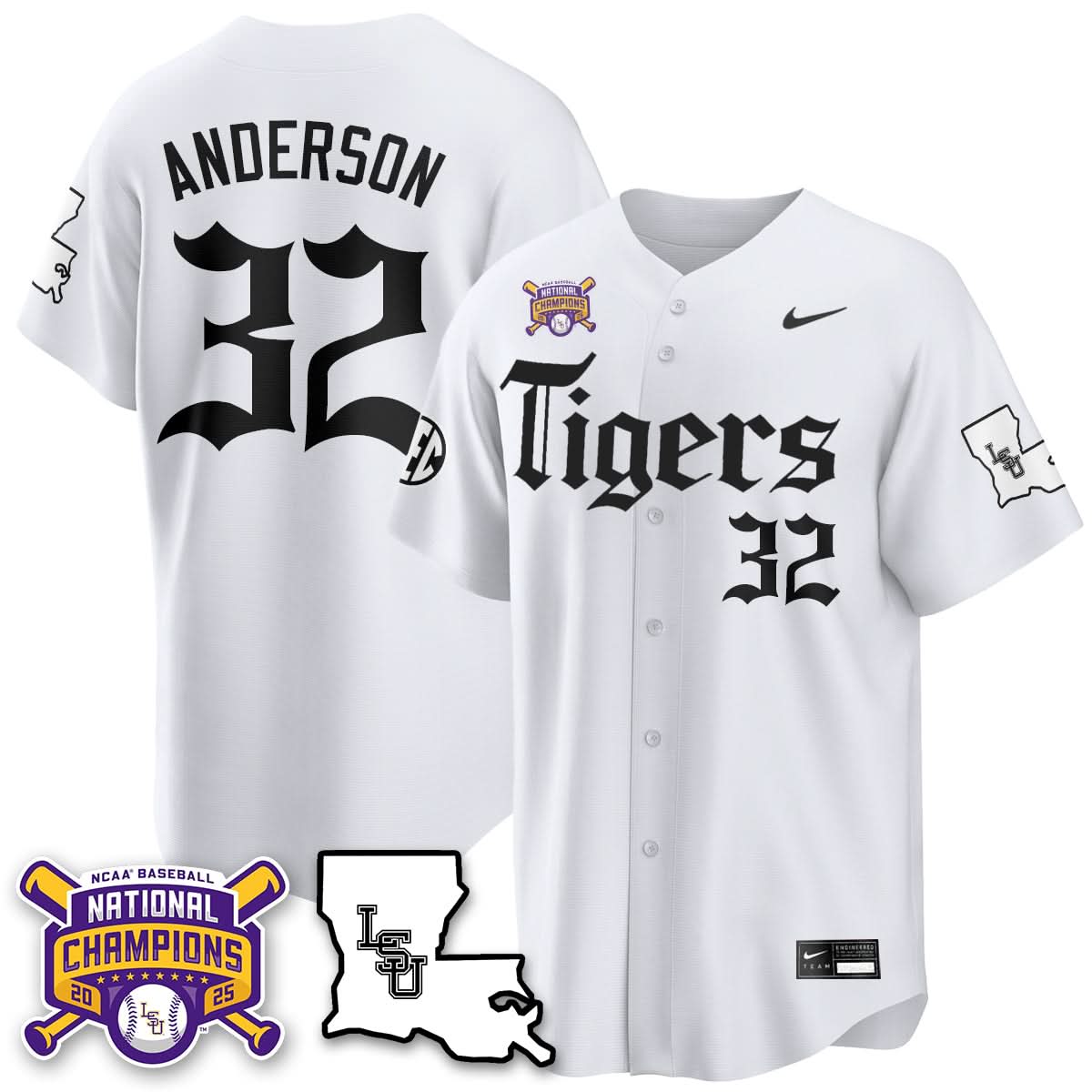 LSU 2025 World Series Champions 'Gothic Geaux Edition' Jersey - Stitched