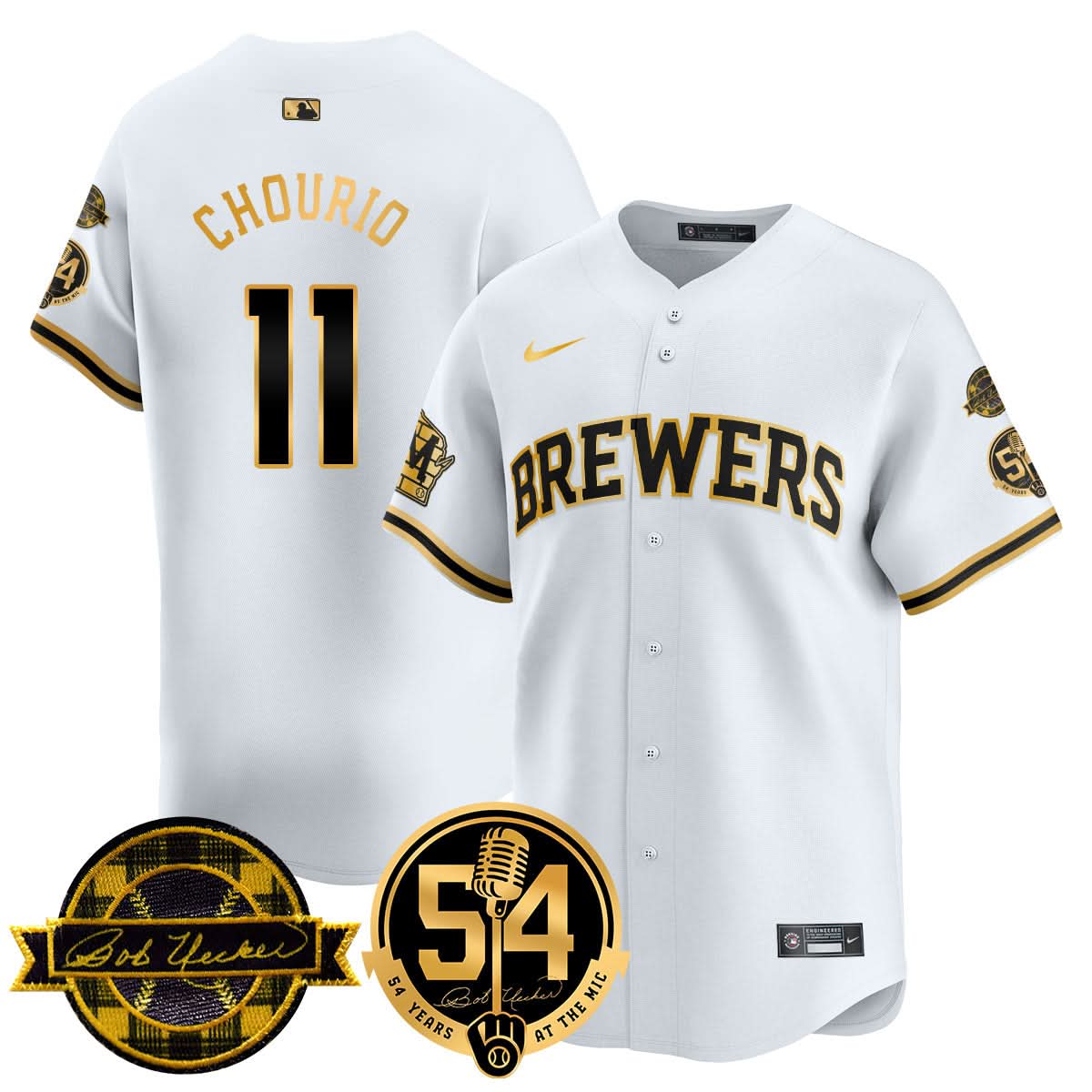 MB Jersey - Bob Uecker, 54 Seasons for Brewers Jersey - Stitched