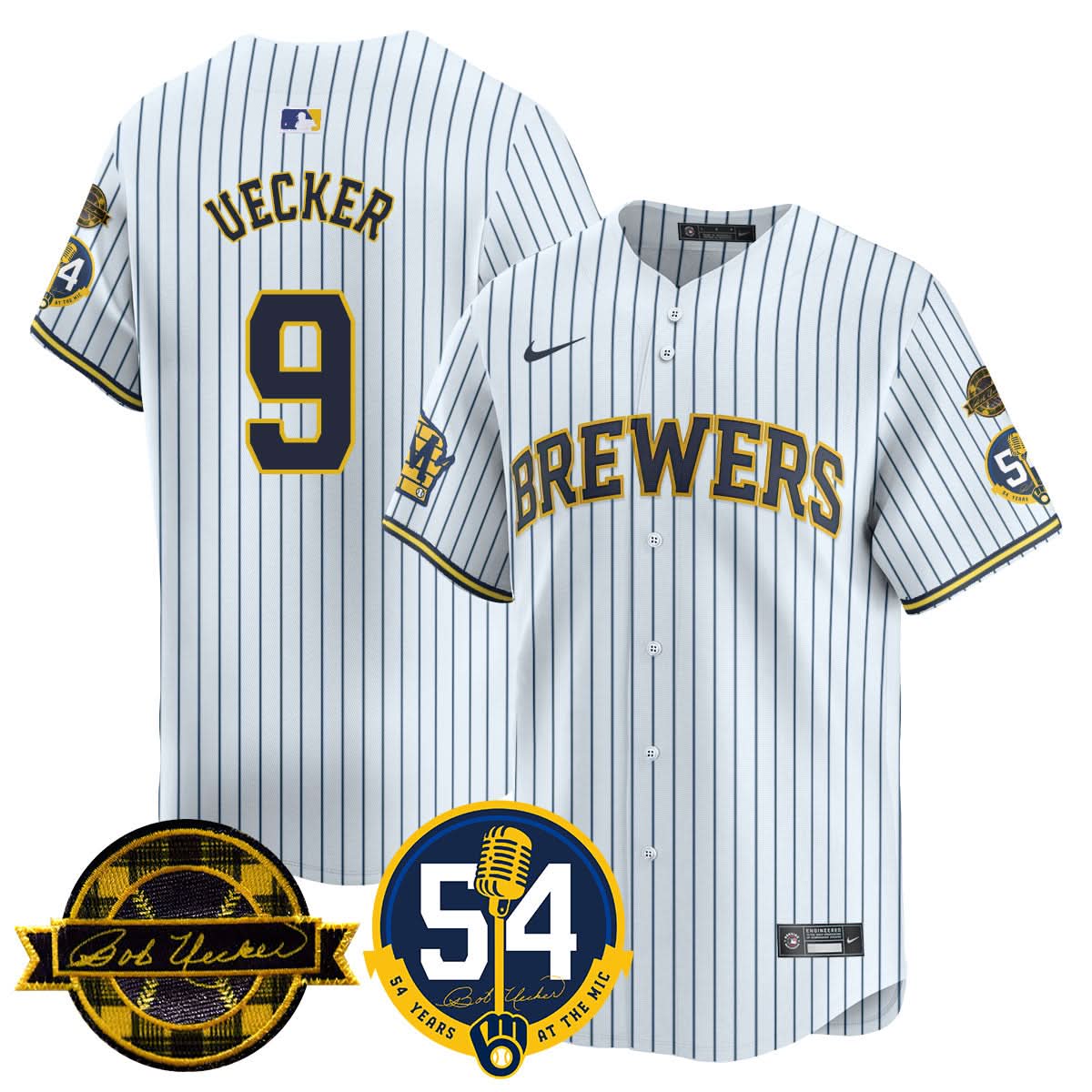 MB Jersey - Bob Uecker, 54 Seasons for Brewers Jersey - Stitched
