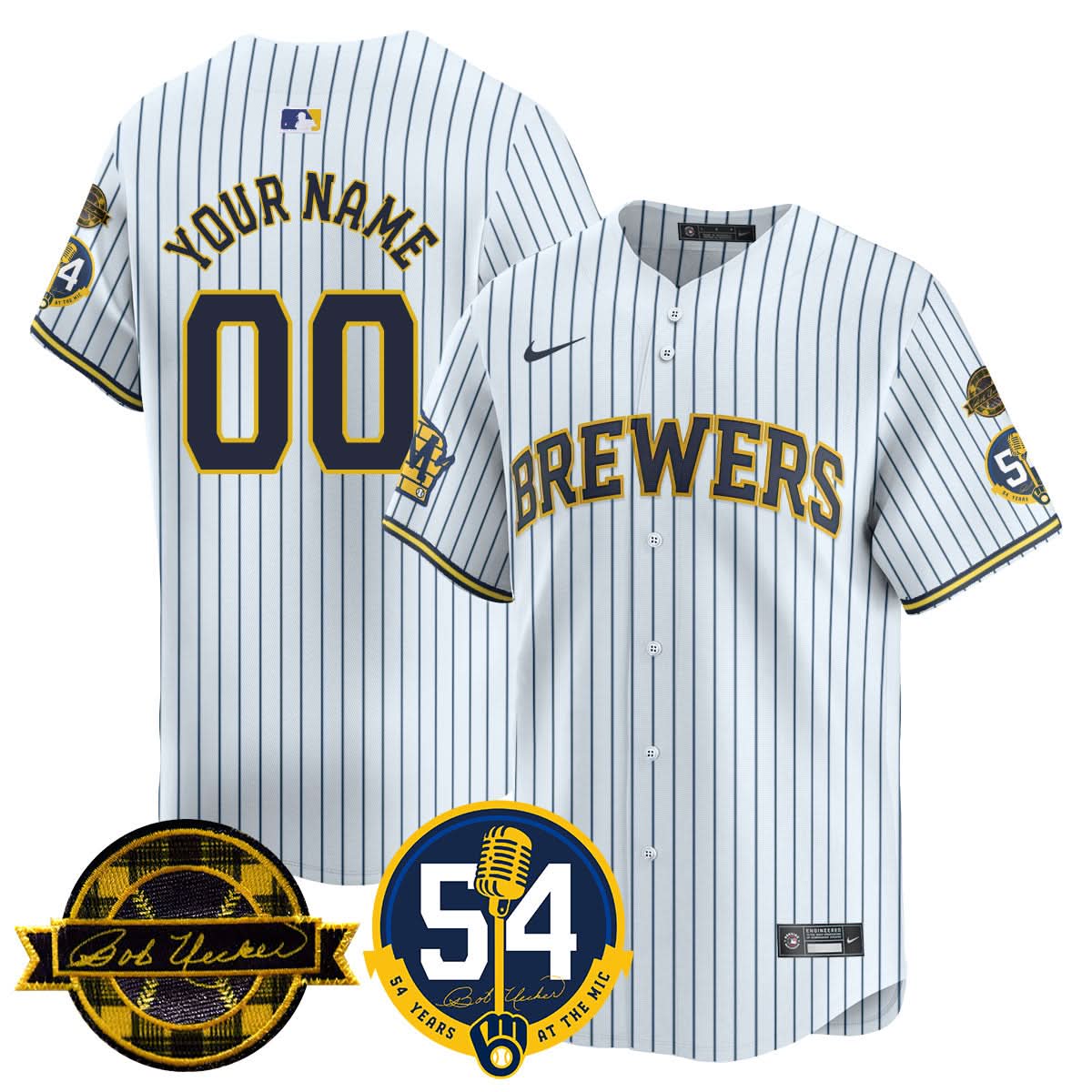 MB Jersey - Bob Uecker, 54th Seasons for Brewers Custom Jersey - Stitched