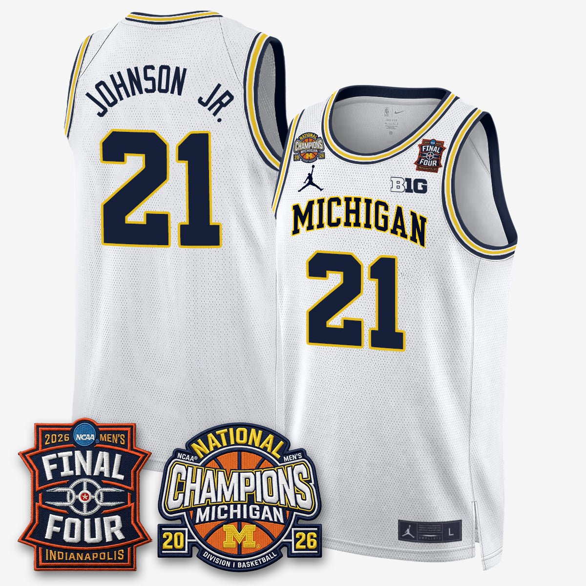 MICH Men's Basketball National Champions Big Text Limited Vapor Jersey - Stitched