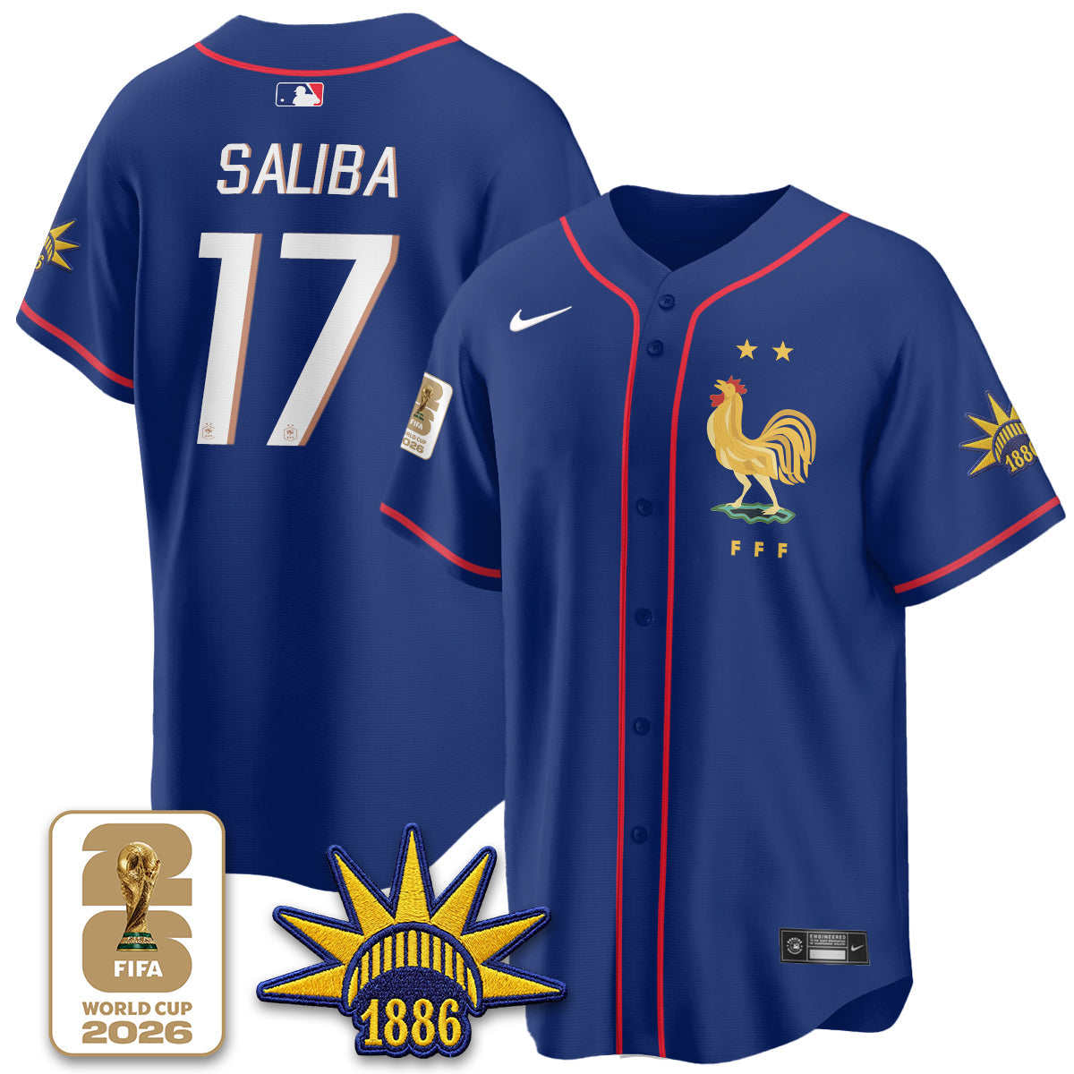 France Soccer National Team x Baseball Vapor Limited Jersey - Stitched