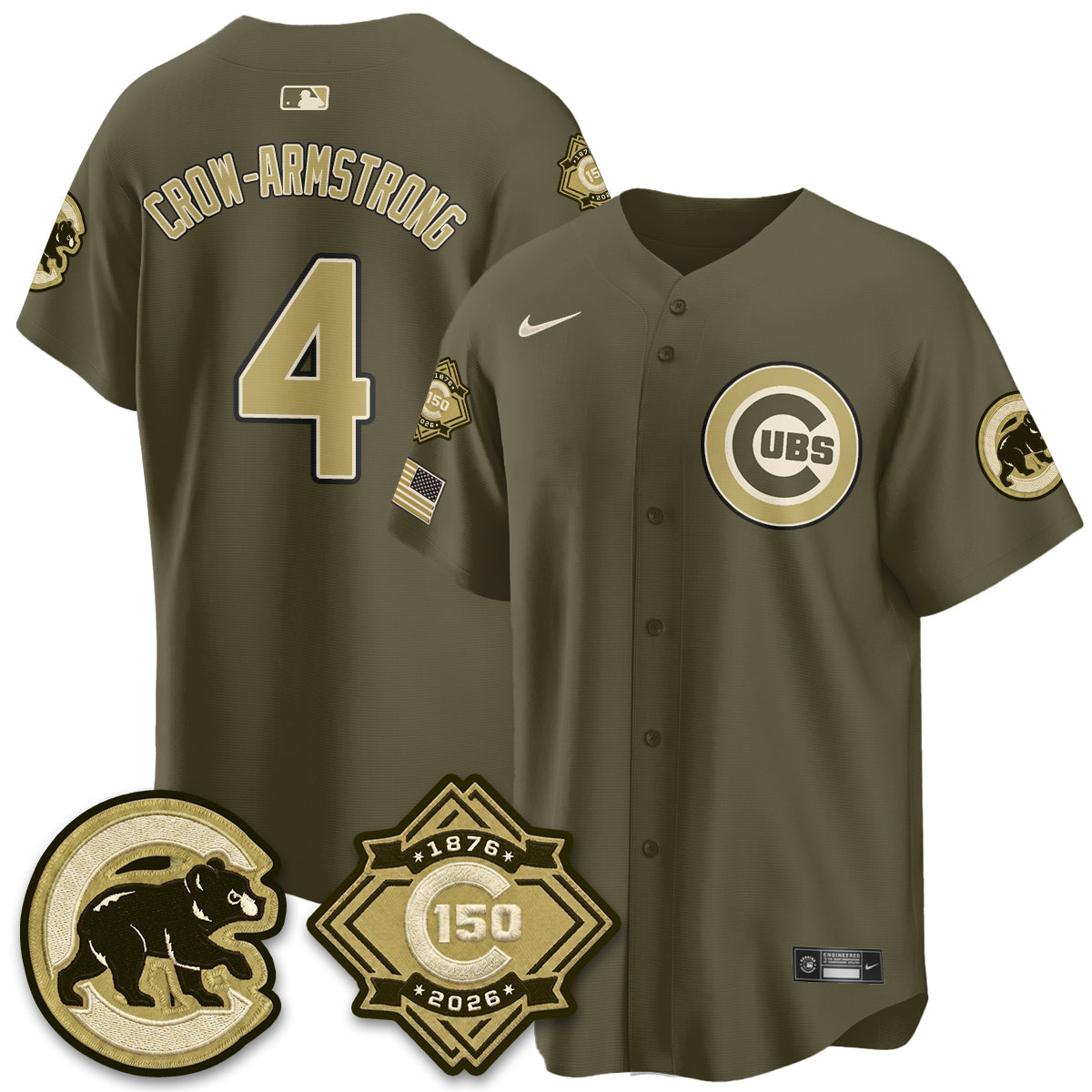 CHC New Era Olive 2026 Armed Forces Day Jersey -Stitched