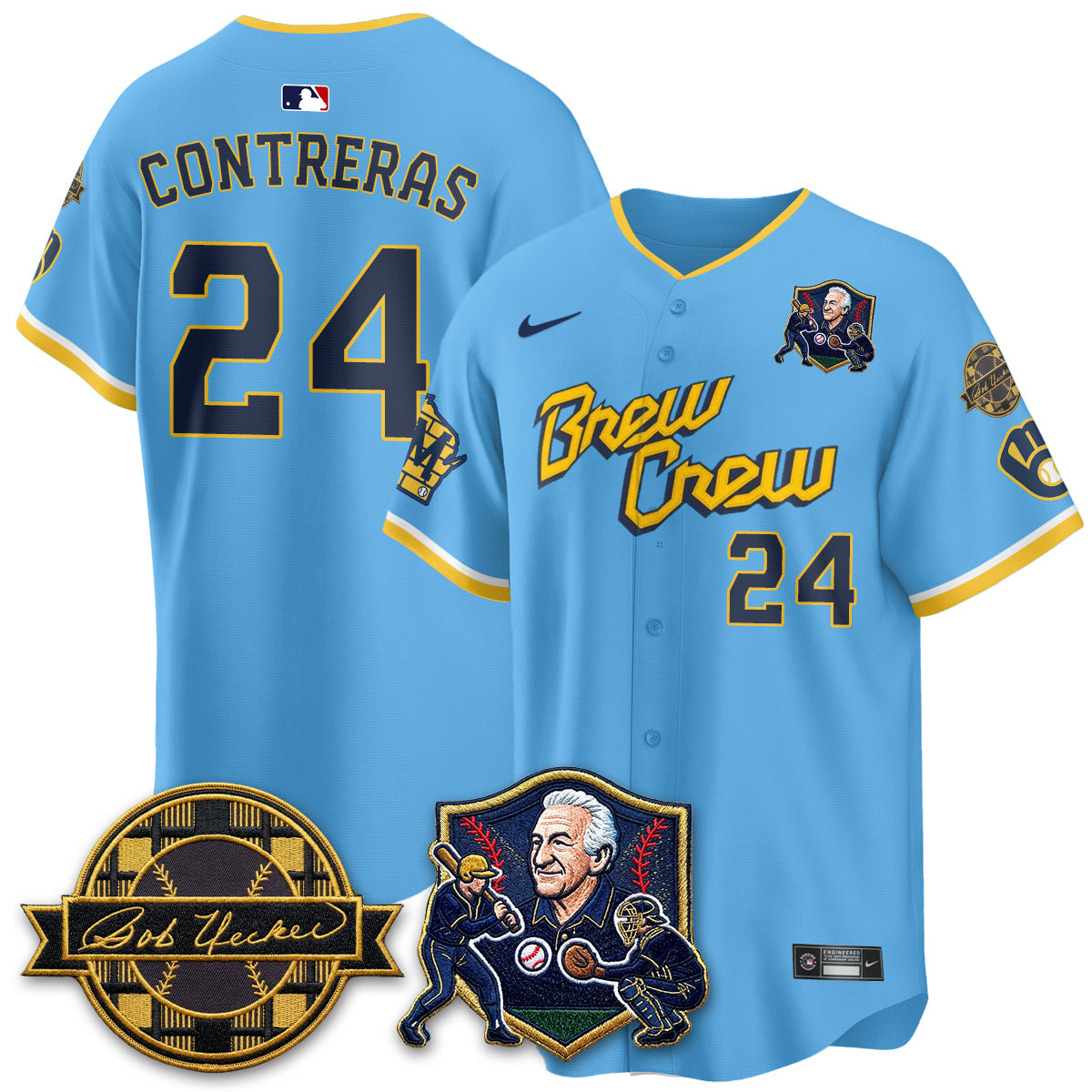 MIL Bob Uecker - 54 Seasons for Brewers' Vapor Limited Gold Jersey - Stitched