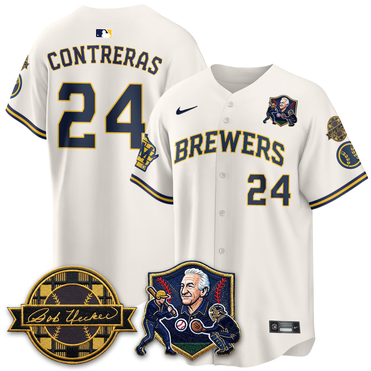 MIL Bob Uecker - 54 Seasons for Brewers' Vapor Limited Gold Jersey - Stitched
