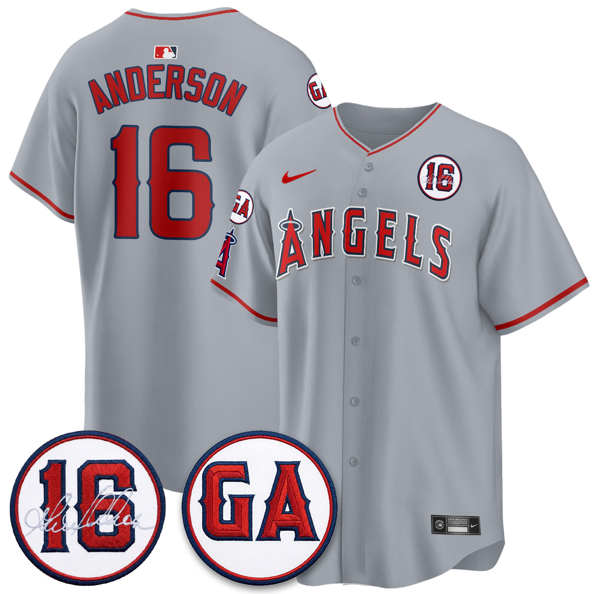 LAA Garret Anderson Tribute Patch Vapor Premier Limited Jersey - Stitched