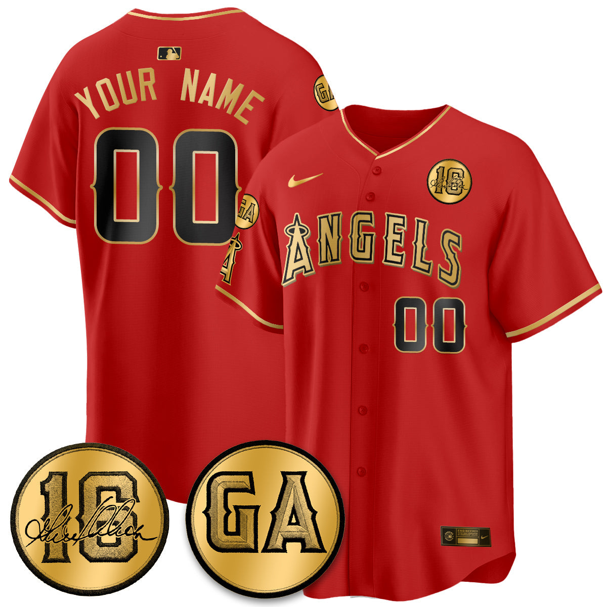 LAA Garret Anderson Tribute Patch Vapor Custom Jersey - Stitched V2