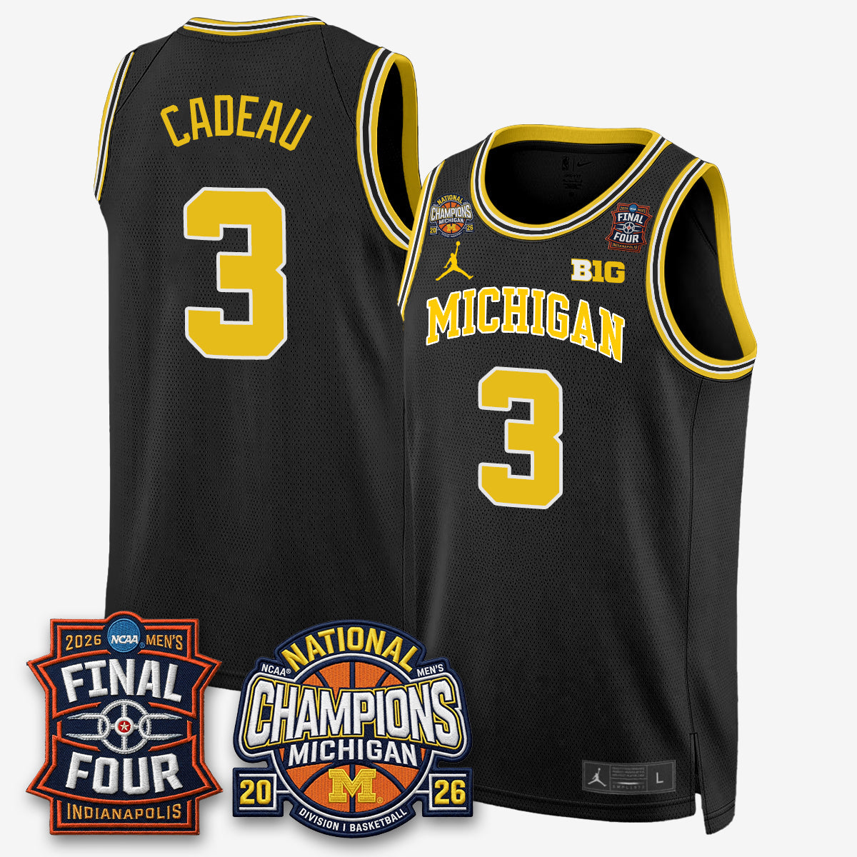 MICH Men's Basketball National Champions Big Text Limited Vapor Jersey - Stitched
