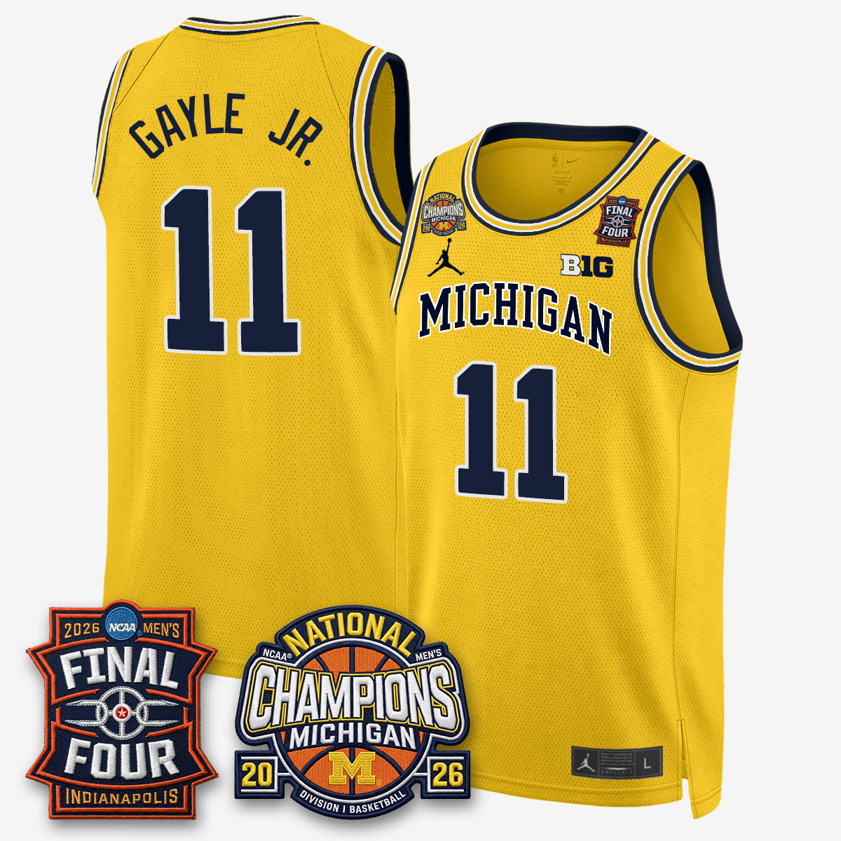MICH Men's Basketball National Champions Big Text Limited Vapor Jersey - Stitched