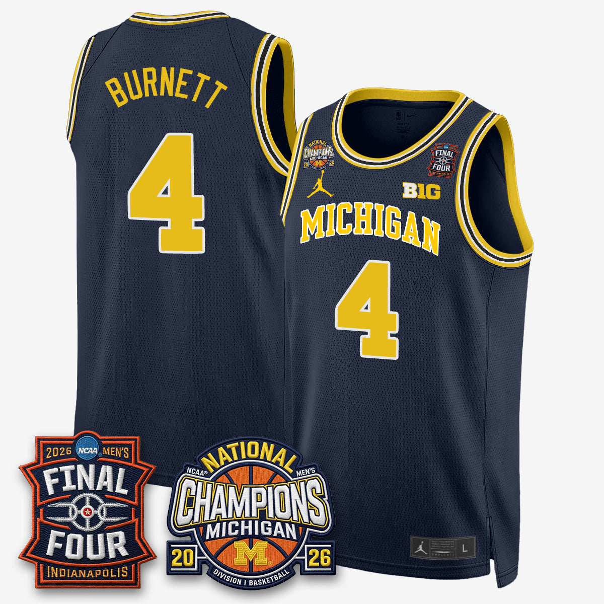 MICH Men's Basketball National Champions Big Text Limited Vapor Jersey - Stitched