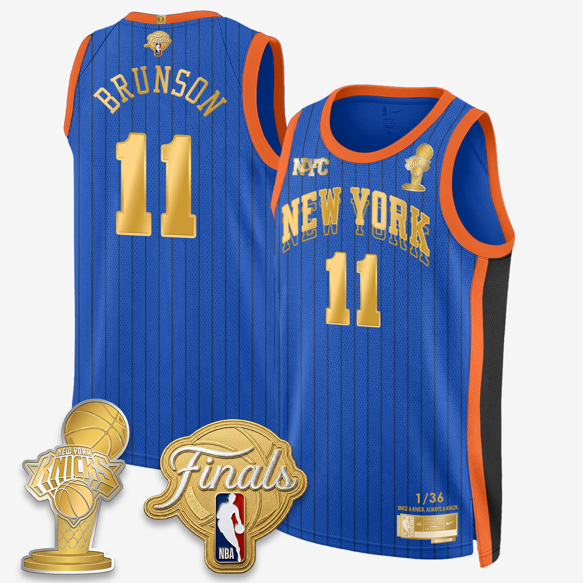 Jalen Brunson NYK 2026 Basketball  Finals Champions Gold Standard Basketball Jersey - Limited Edition - Stitched