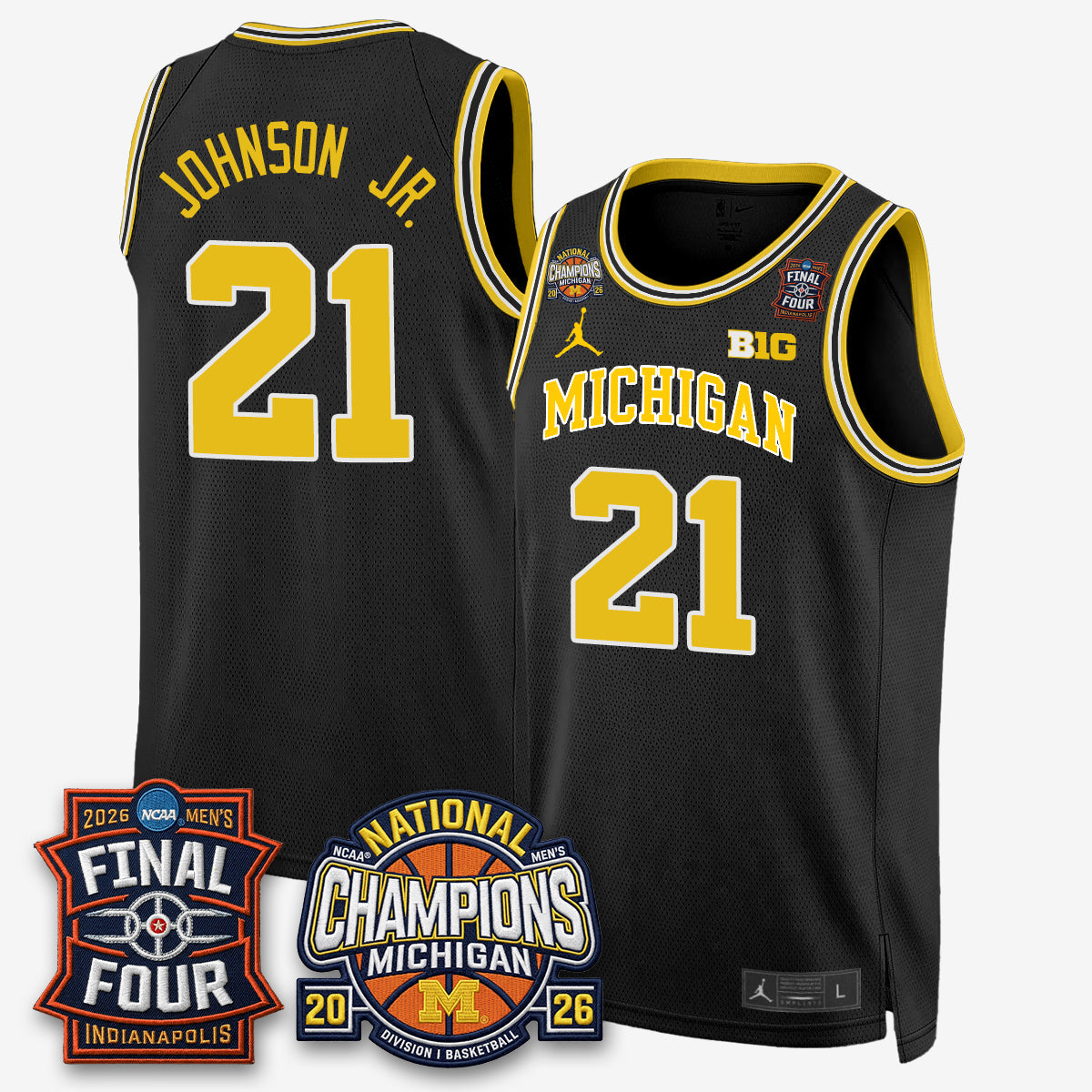 MICH Men's Basketball National Champions Big Text Limited Vapor Jersey - Stitched