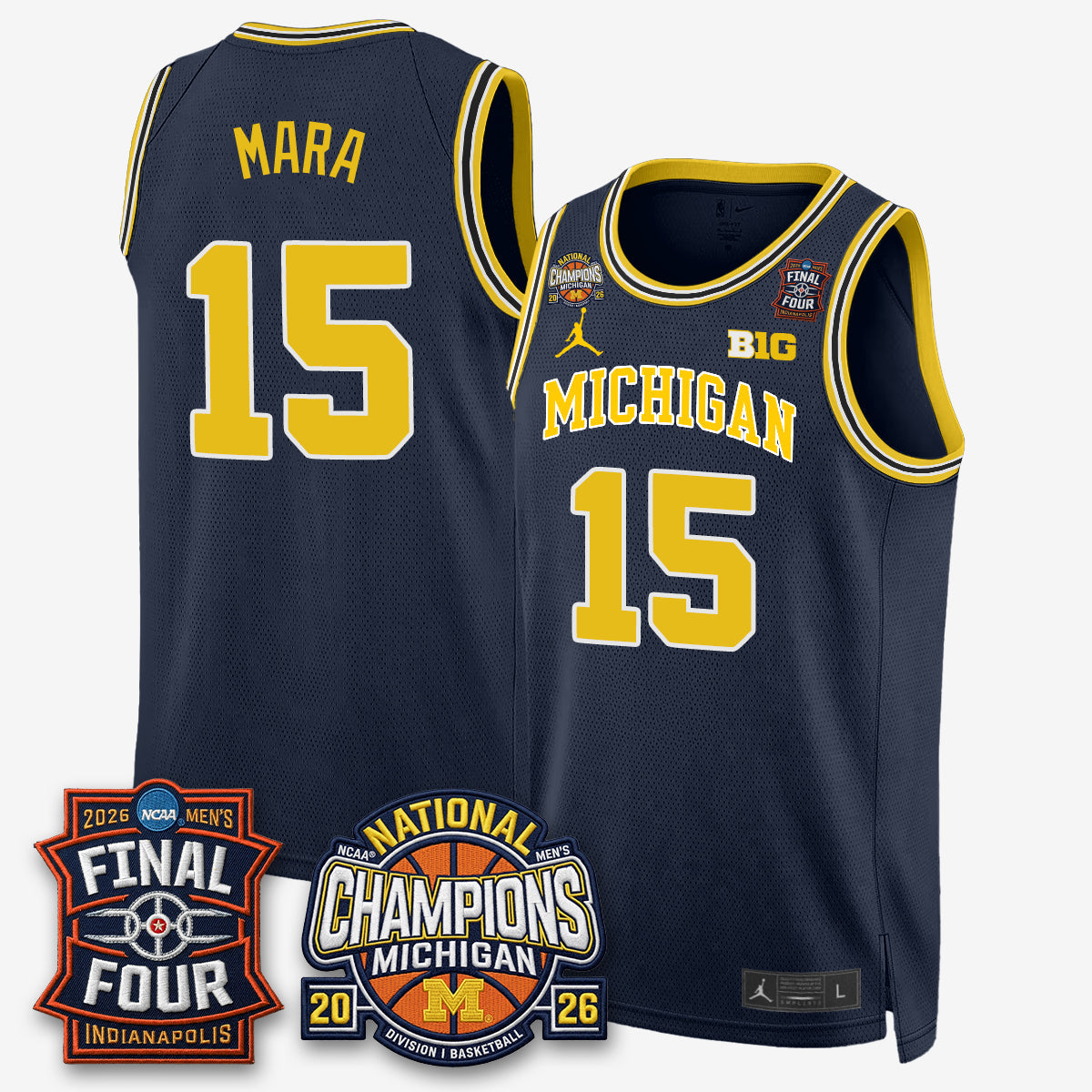 MICH Men's Basketball National Champions Big Text Limited Vapor Jersey - Stitched
