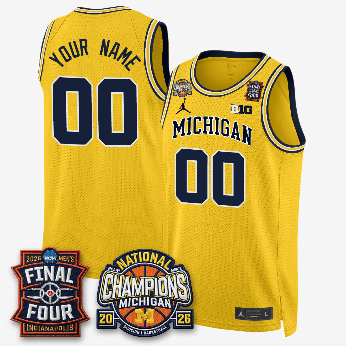 MICH Men's Basketball National Champions Big Text Limited Vapor Custom Jersey - Stitched