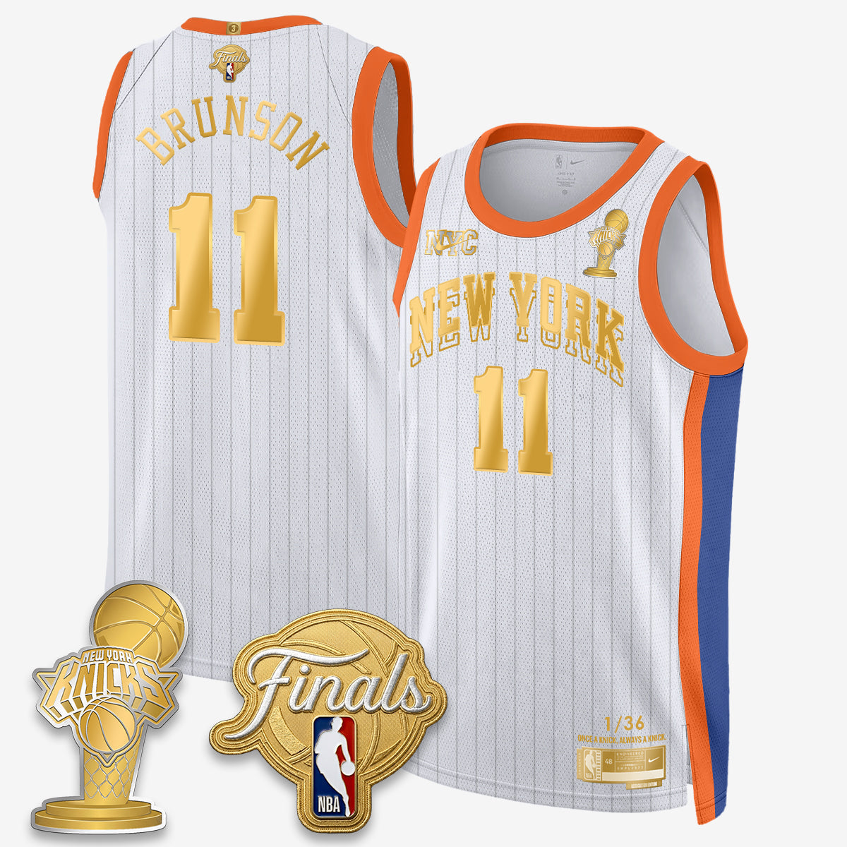 Jalen Brunson NYK 2026 Basketball  Finals Champions Gold Standard Basketball Jersey - Limited Edition - Stitched
