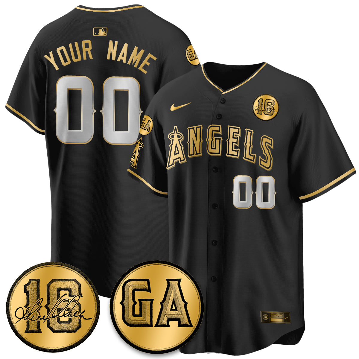 LAA Garret Anderson Tribute Patch Vapor Custom Jersey - Stitched V2
