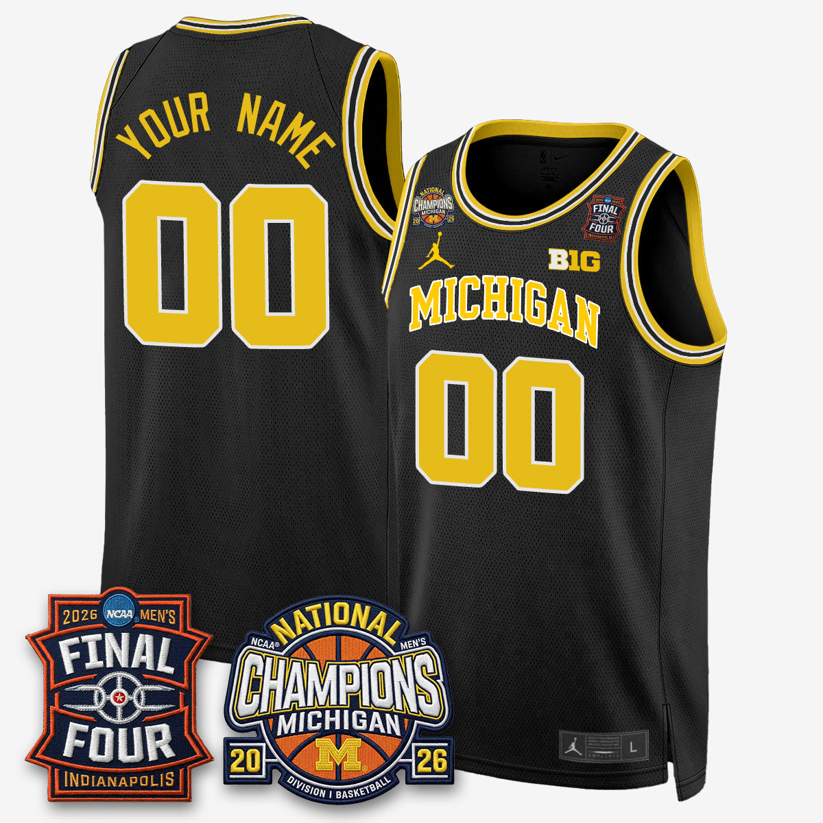 MICH Men's Basketball National Champions Big Text Limited Vapor Custom Jersey - Stitched